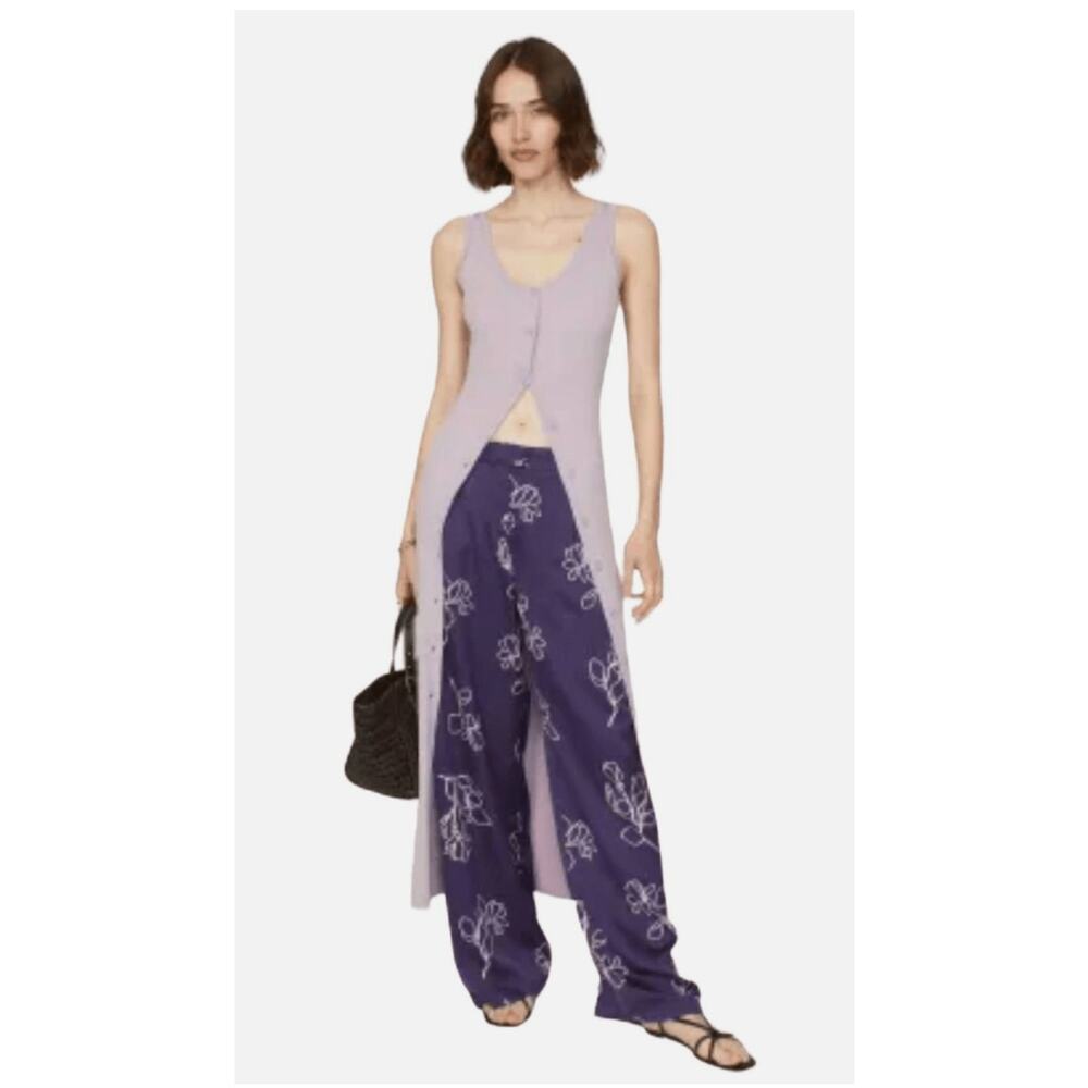 Essentiel Antwerp Womens Lavender Spring Robe Button-Up Tank Maxi Dress Small